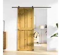 Corona Barn Door, Honey Brown, 80 x 210 cm, Solid Pine Wood Sliding Door, Indoor with Waxed Surface, Space-Saving for Room, Kitchen, Office, with Robust Frame and Soft Sliding System