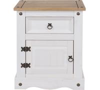 Corona Bedside Cabinet - 1 Door - 1 Drawer - White Mexican Pine