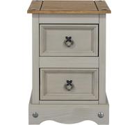 Corona Bedside Cabinet - 2 Drawer Petite - Grey Mexican Pine