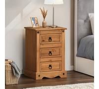 Corona Bedside Cabinet 3 Drawer Medium Table Mexican Solid Wood Pine Wooden