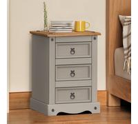 Corona Grey Bedside Cabinet Medium Solid Wood Mexican Pine