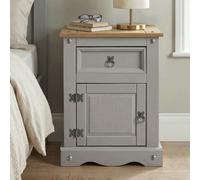 Corona Bedside Cabinet Large Grey Painted Pot Cupboard Solid Wood Pine Wooden