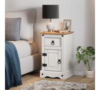 Corona White Narrow Bedside Cabinet Pot Cupboard Wooden