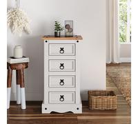 Corona White 4 Drawer Narrow Bedside