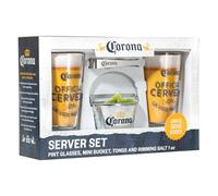 Corona Beer Server Gift Set with 2 Pint Glasses, Bucket, Tongs