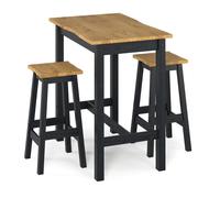 Core Products High Breakfast Bar Table & Pair Of Bar Stools Set Corona Black Wavy Edge Large H100.0Cm X W65.0Cm X D100.0Cm