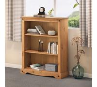 Corona Bookcase 2 Shelf Small Low Storage Living Room Solid Wood Pine Wooden