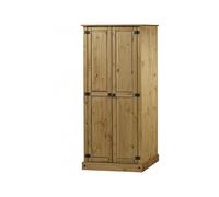 Corona Budget 2 Door Wardrobe Double Solid Wood Pine Wooden - Antique Wax
