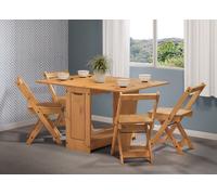 Mercers Furniture Corona Butterfly Dining Set & 4 Chairs Folding Compact Drop Leaf Solid Pine