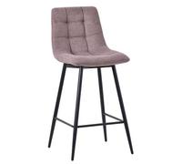 Corona Camel Velvet Fabric High Back Barstool with Black Metal Legs