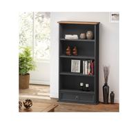 Mercers Furniture Corona Charcoal 1 Drawer Dvd Rack 4 Shelf Media Storage Solid Pine With Mexican Styling, Grey