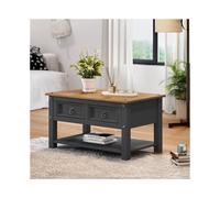 Corona Charcoal 2 Drawer Coffee Table Solid Wood Pine Wooden
