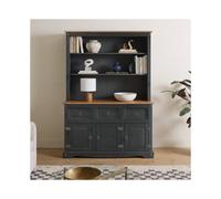 Corona Charcoal 3 Door Dresser Display Cabinet Solid Wood Pine Dark Grey