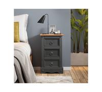 Corona Charcoal Bedside Cabinet Narrow Dark Grey Wooden Pine