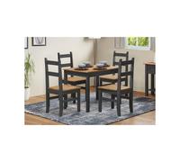 Corona Charcoal Budget Dining Set Table and 4 Chairs Solid Wood Pine Wooden Dark Grey