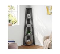 Corona Charcoal Corner Ladder Bookcase Grey Solid Wood Pine