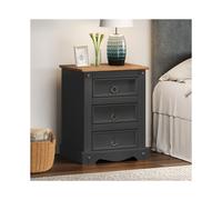 Corona Charcoal Large Bedside Cabinet Dark Grey Solid Wood Pine