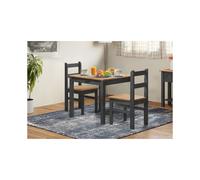 Corona Charcoal Rio Dining Set Table & 2 Chairs Grey Solid Wood Pine