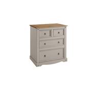 Corona Chest of Drawers 2+2 Large Grey Wax Solid Pine Wooden