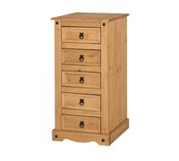 Corona Chest of Drawers 5 Drawer Narrow Solid Pine bedroom Furniture