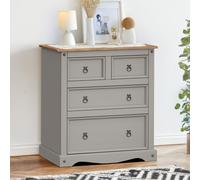 Corona Grey Wax Compact 2+2 Chest Of Drawers Wooden Pine