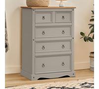 Corona Grey Wax LARGE 2+3 Chest Of Drawers Solid Pine Wooden