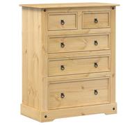 Corona Chest of Drawers Solid Pine Wood with 5 Drawers 92 x 48 x 114 cm Storage Cabinet with Metal Handles for Living Room Bedroom Hallway Robust and Easy to Clean