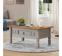 Corona Coffee Table Grey 1 Drawer Living Room Solid Wood Mexican Pine Wooden