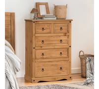 Mercers Furniture Corona Compact 2+3 Chest Of 5 Drawers Solid Wood Pine Wooden With Mexican Styling