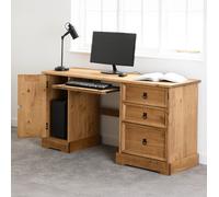 Seconique Corona Computer Desk 1 Door 3 Drawer Distressed Waxed Pine