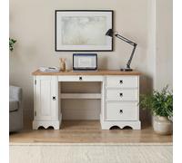 Corona White Straight Computer Desk Solid Wood Pine