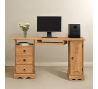 Mercers Furniture Corona Corner Computer Desk 3 Drawer 1 Door Office Bedroom Solid Wood Pine Wooden With Mexican Styling