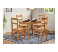 Corona Dining Table and 4 Chairs Budget Set Solid Wood Pine Wooden Small Kitchen