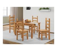 Corona Dining Table and 4 Chairs Small Extending Set Mexican Pine Wooden
