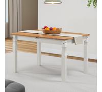 Corona Dining Table White Small Extending Solid Wood Mexican Pine Wooden Kitchen