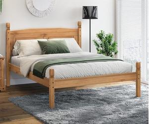 Corona Double 4'6" Low End Bed Frame Solid Wood Pine Wooden Slats Bedroom Mexican Style 116cm High 146cm Wide 201cm Deep