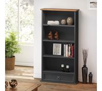 Corona Charcoal 1 Drawer DVD Rack CD Storage Small Bookcase Solid Wood Pine Wooden