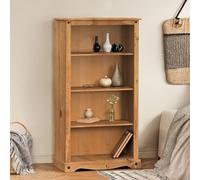 Corona Furniture Solid Wood Pine Medium Bookcase Wooden Open Shelving Unit Office Living Room Lounge Hallway Shelves Dresser Book Stand Mexican Style 150cm High 82cm Wide 29cm Deep