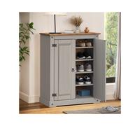 Corona Grey 2 Door Shoe Rack Cupboard Solid Wooden