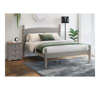 Corona Grey 4'6" Double Low End Bed Frame Solid Wood Pine Wooden