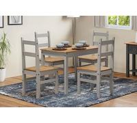 Corona Grey Dining Table And 4 Chairs Set Budget Solid Wood Mexican Pine