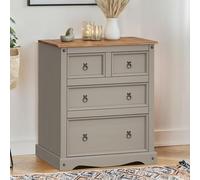 Corona Grey Painted 2+2 LARGE Chest Of Drawers Solid Wood Pine Wooden Bedroom Storage Deep Drawers Mexican Style 103cm High 92cm Wide 48cm Deep
