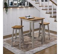 Core Products Corona Grey Chunky Live Edge Small 800mm Rectangular High Breakfast Bar Table & 2 Bar Stool Set