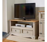 Corona Grey Two Tone TV Stand 2 Drawer Televsion Cabinet Solid Pine Wood