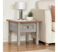 Corona Grey Wax 1 Drawer Lamp Table Side End Night Stand Solid Wood Pine Wooden Painted Living Room 53cm High 58cm Wide 58cm Deep