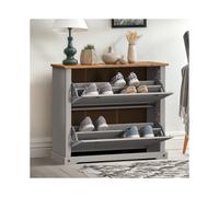 Corona Grey Wax 2 Shelf Shoe Rack Chest Wooden