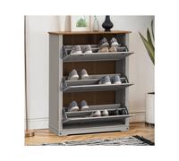 Corona Grey Wax 3 Shelf Shoe Rack Chest Wooden Storage