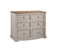 Corona Grey Wax 6 Drawer Large Wide Chest Of Drawers Solid Wooden Pine