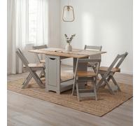 Corona Grey Wax Butterfly Dining Table & 4 Chairs Set Drop Leaf Folding Pine Wooden