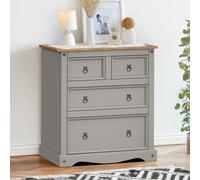 Corona Grey Wax Compact 2+2 Chest Of Drawers Wooden Pine